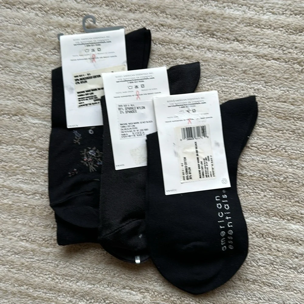 3 Pairs of NWT American Essentials Socks Black Dress Casual From Macy’s